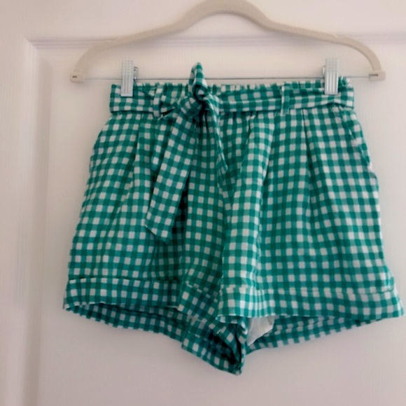 Women gingham blue turquoise green shorts size xsmall - Picture 8 of 11